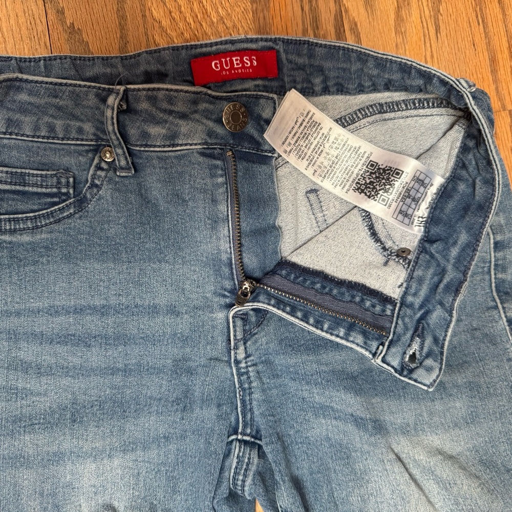 Guess Jeans Womens Medium Blue High Rise Skinny Ankle Stretch Denim Tapered Cuff - Picture 7 of 13